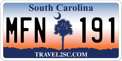 SC license plate MFN191