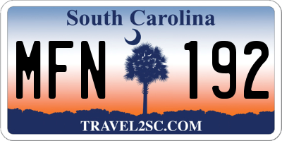 SC license plate MFN192