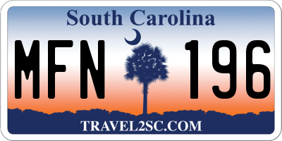SC license plate MFN196