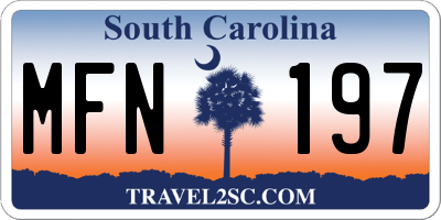 SC license plate MFN197