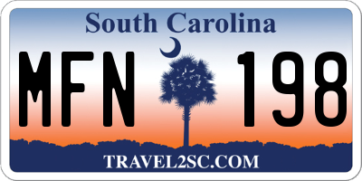 SC license plate MFN198