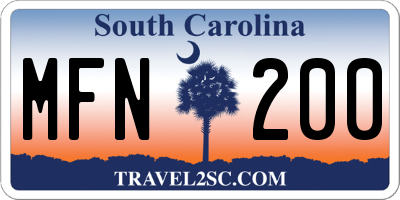 SC license plate MFN200