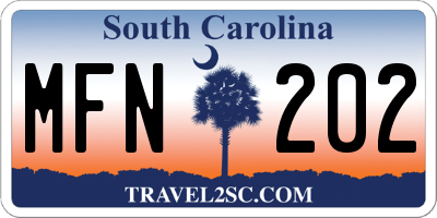SC license plate MFN202