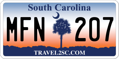 SC license plate MFN207