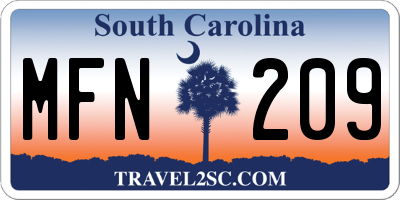 SC license plate MFN209