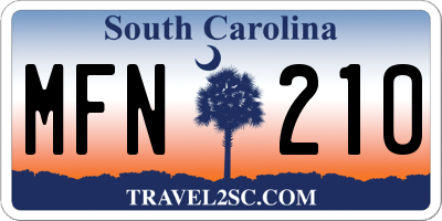 SC license plate MFN210