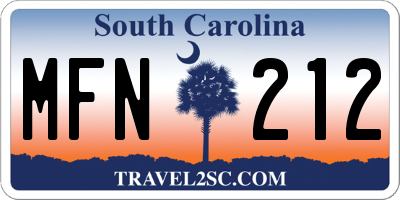SC license plate MFN212