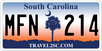 SC license plate MFN214