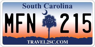 SC license plate MFN215