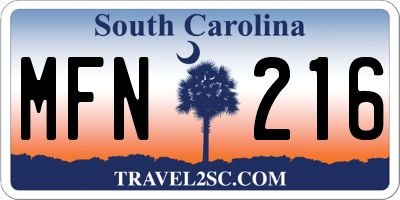 SC license plate MFN216