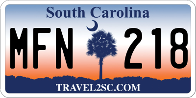 SC license plate MFN218