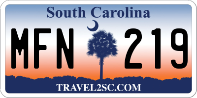 SC license plate MFN219