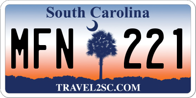 SC license plate MFN221