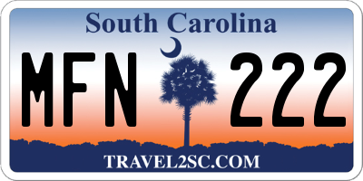 SC license plate MFN222
