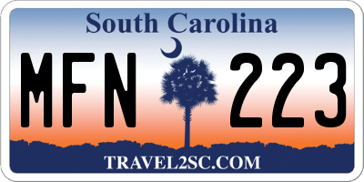 SC license plate MFN223