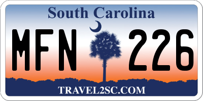 SC license plate MFN226