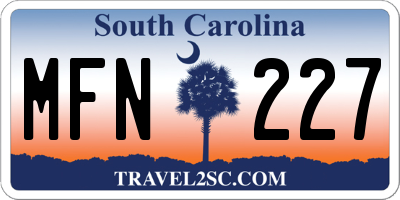 SC license plate MFN227