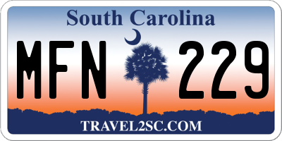 SC license plate MFN229