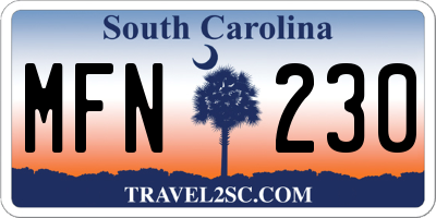 SC license plate MFN230