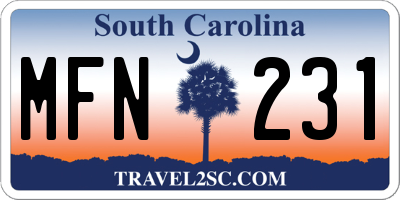 SC license plate MFN231