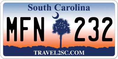 SC license plate MFN232
