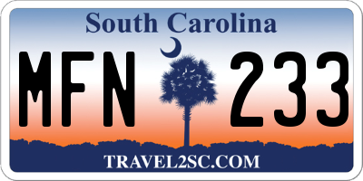 SC license plate MFN233