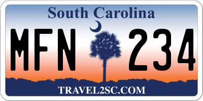 SC license plate MFN234