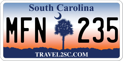 SC license plate MFN235