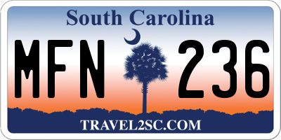 SC license plate MFN236