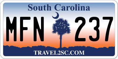 SC license plate MFN237