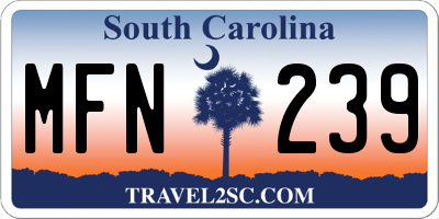 SC license plate MFN239