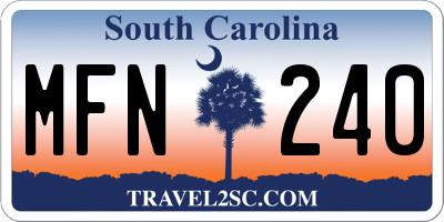 SC license plate MFN240