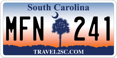 SC license plate MFN241