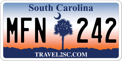 SC license plate MFN242