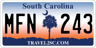 SC license plate MFN243