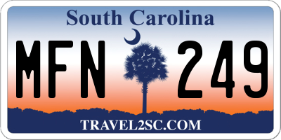 SC license plate MFN249