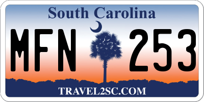 SC license plate MFN253