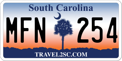 SC license plate MFN254