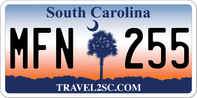SC license plate MFN255