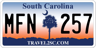 SC license plate MFN257