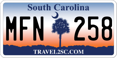 SC license plate MFN258