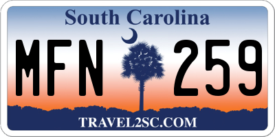 SC license plate MFN259