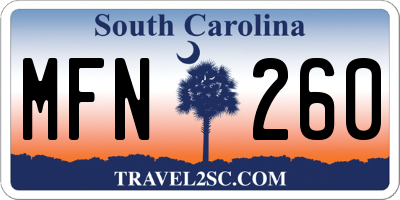 SC license plate MFN260