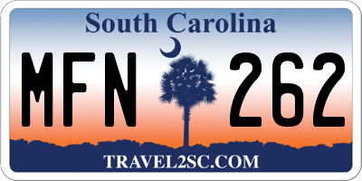 SC license plate MFN262