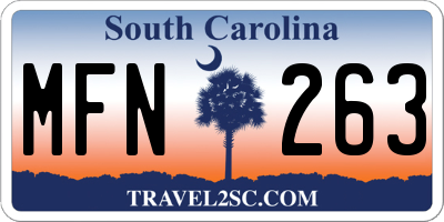 SC license plate MFN263
