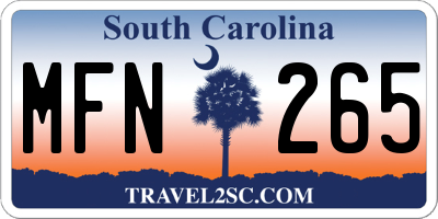 SC license plate MFN265