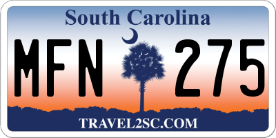 SC license plate MFN275