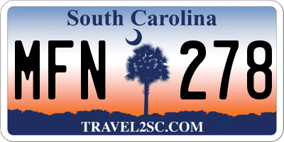 SC license plate MFN278