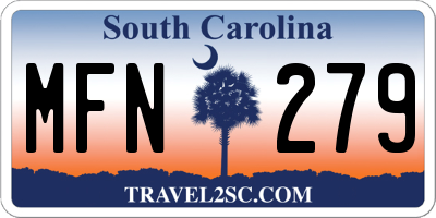 SC license plate MFN279