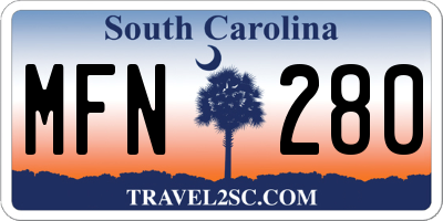SC license plate MFN280